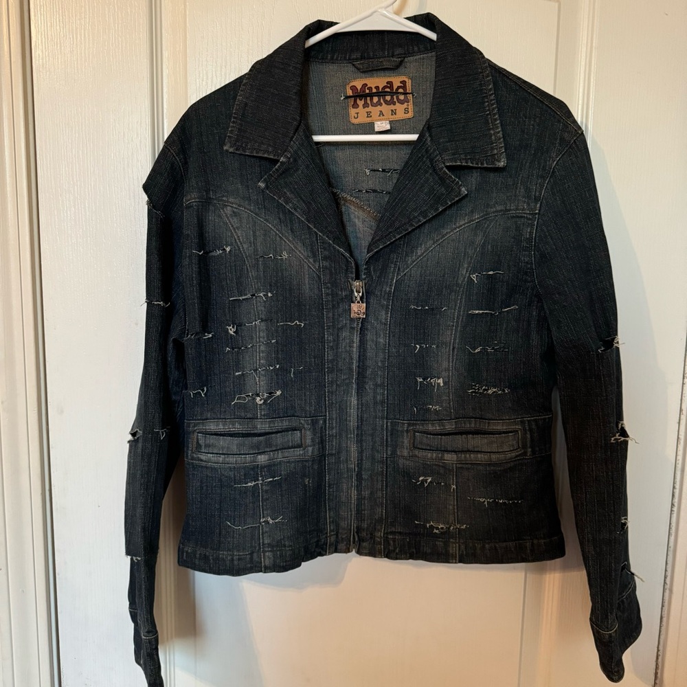 Jean Jacket MUDD Distressed Women’s Size Medium